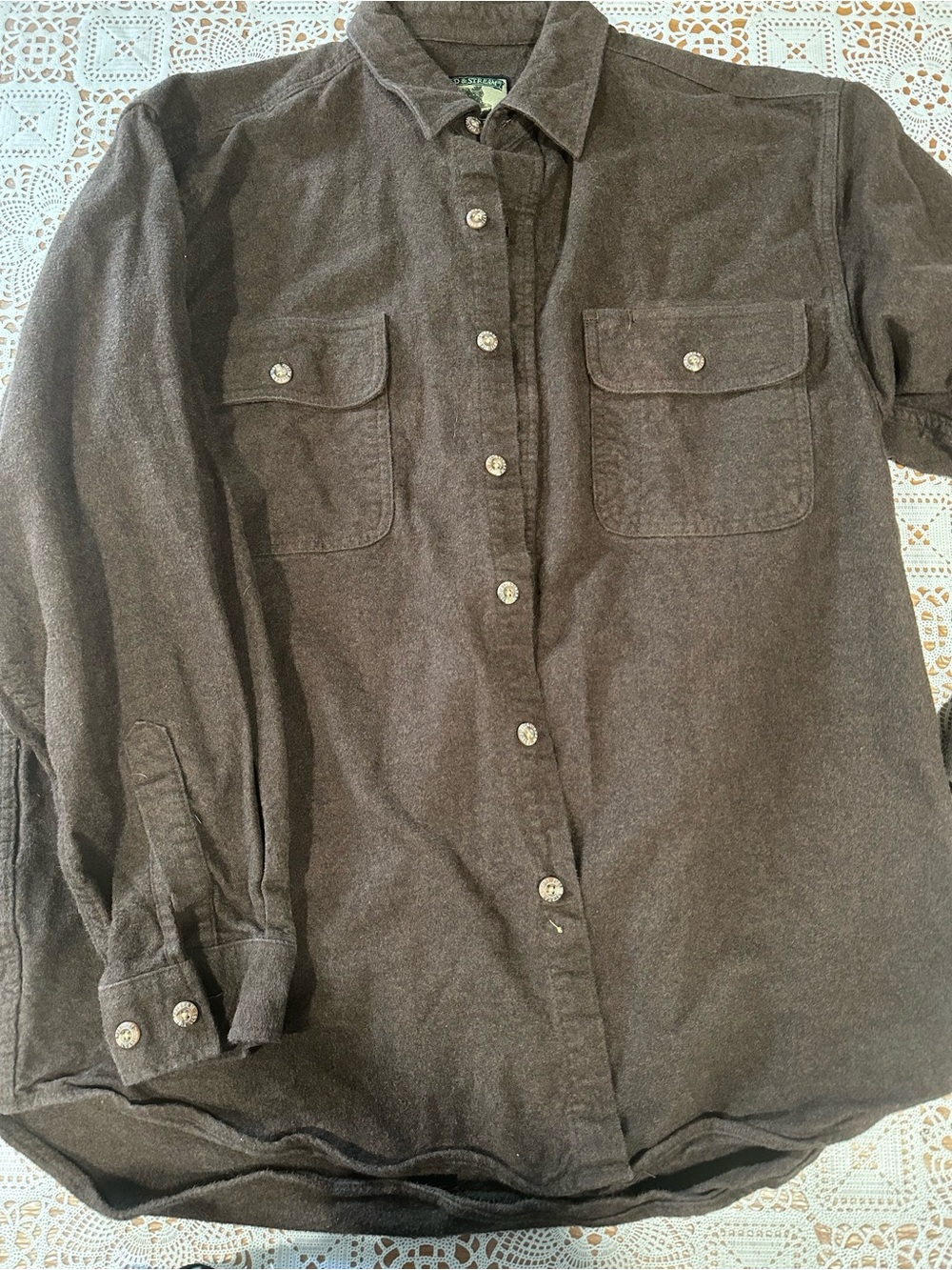 Field & Stream Brown Chamois Flannel Workwear Shirt Outdoor Button Up LG